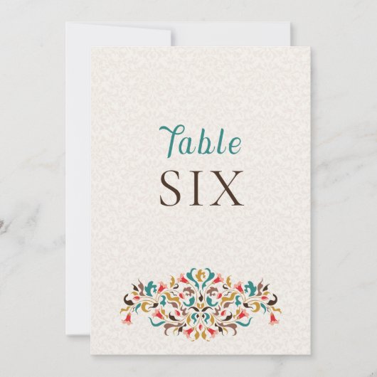 Modern Elegant Floral Wreath Wedding Table Number Einladung (Vorderseite)