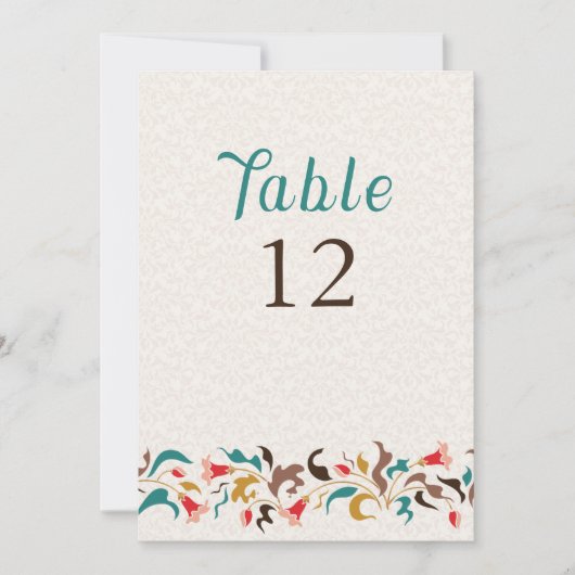 Modern Elegant Floral Wreath Wedding Table Number Einladung (Vorderseite)