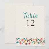 Modern Elegant Floral Wreath Wedding Table Number Einladung (Vorne/Hinten)