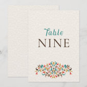 Modern Elegant Floral Wreath Wedding Table Number Einladung (Vorne/Hinten)