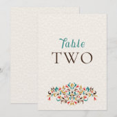 Modern Elegant Floral Wreath Wedding Table Number Einladung (Vorne/Hinten)