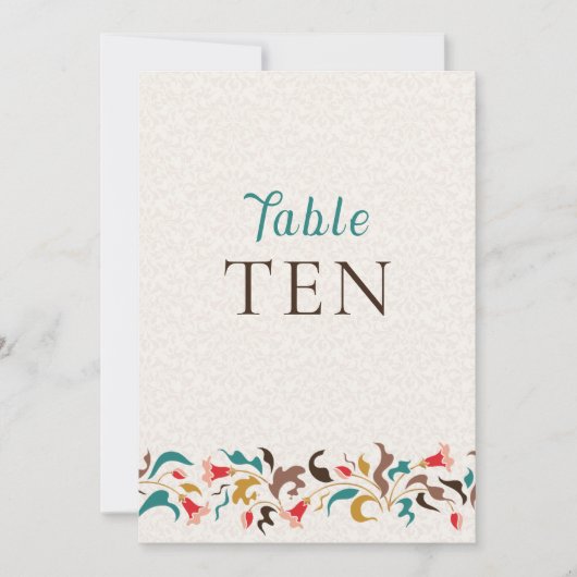 Modern Elegant Floral Wreath Wedding Table Number Einladung (Vorderseite)