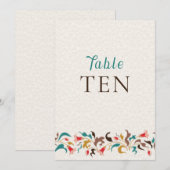 Modern Elegant Floral Wreath Wedding Table Number Einladung (Vorne/Hinten)