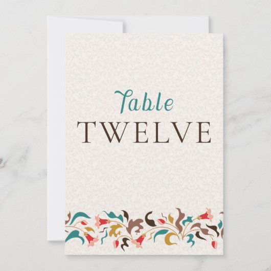 Modern Elegant Floral Wreath Wedding Table Number Einladung (Vorderseite)