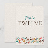 Modern Elegant Floral Wreath Wedding Table Number Einladung (Vorne/Hinten)