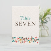 Modern Elegant Floral Wreath Wedding Table Number Einladung (Stehend Vorderseite)