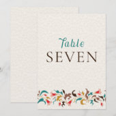 Modern Elegant Floral Wreath Wedding Table Number Einladung (Vorne/Hinten)
