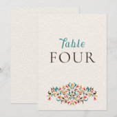 Modern Elegant Floral Wreath Wedding Table Number Einladung (Vorne/Hinten)