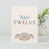 Modern Elegant Floral Wreath Wedding Table Number Einladung (Stehend Vorderseite)