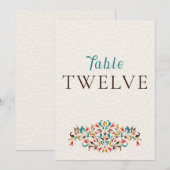Modern Elegant Floral Wreath Wedding Table Number Einladung (Vorne/Hinten)