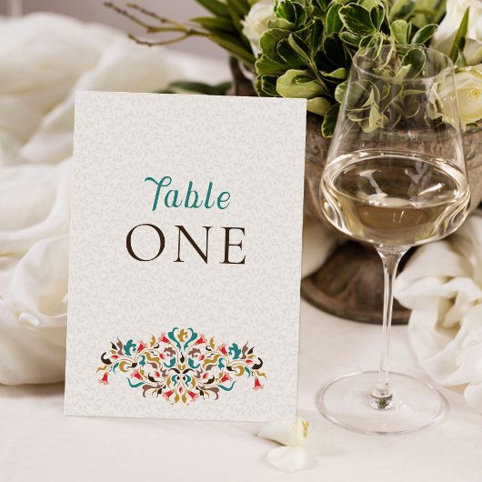 Modern Elegant Floral Wreath Wedding Table Number Einladung