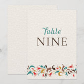 Modern Elegant Floral Wreath Wedding Table Number Einladung (Vorne/Hinten)