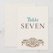 Modern Elegant Floral Wreath Wedding Table Number Einladung (Vorne/Hinten)