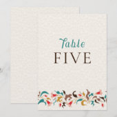 Modern Elegant Floral Wreath Wedding Table Number Einladung (Vorne/Hinten)