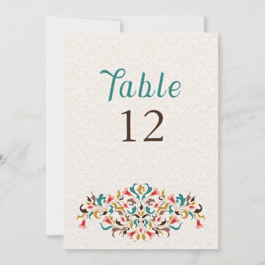 Modern Elegant Floral Wreath Wedding Table Number Einladung (Vorderseite)