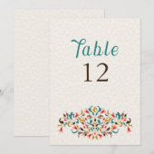 Modern Elegant Floral Wreath Wedding Table Number Einladung (Vorne/Hinten)