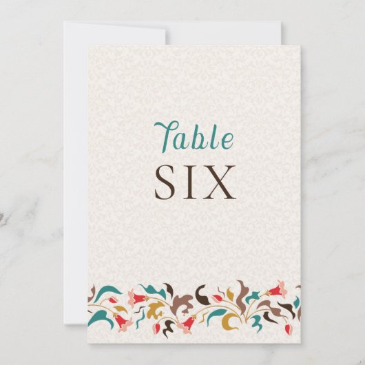 Modern Elegant Floral Wreath Wedding Table Number Einladung (Vorderseite)