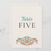 Modern Elegant Floral Wreath Wedding Table Number Einladung (Vorne/Hinten)