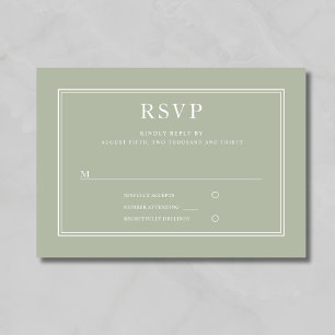 Modern Elegant Formal Sage Green Wedding RSVP Card Karte