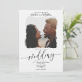 Modern Elegant Foto Hochzeit Einladung (Stehend Vorderseite)