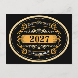 Modern & Elegant Frohes Neues Jahr 2027 Postkarte