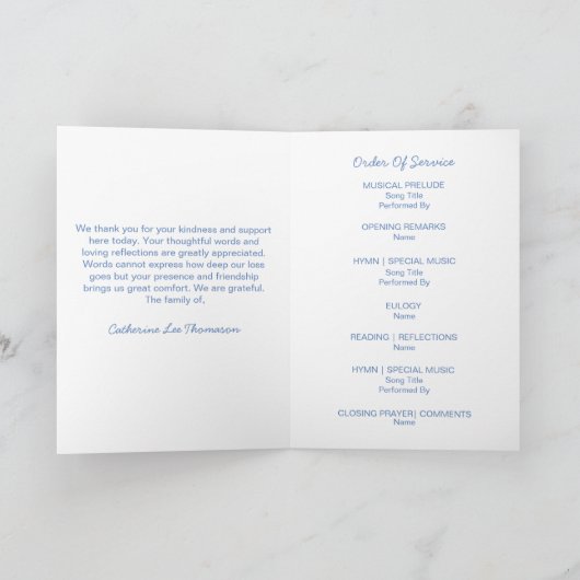 Modern Elegant Funeral Program With Photo Programm (Innenseite)