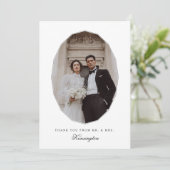 Modern Elegant Geometric Photo Wedding Dankeskarte (Stehend Vorderseite)