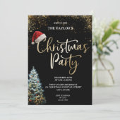 Modern Elegant Glitter Christmas Tree Party Einladung (Stehend Vorderseite)