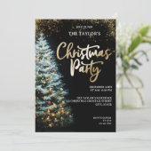 Modern Elegant Glitter Christmas Tree Party Einladung (Stehend Vorderseite)