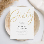 Modern Elegant Gold 60. Geburtstag Einladung<br><div class="desc">Erstellen Sie Ihre eigenen personalisierten 60. Geburtstagsfeier-Einladungen mit minimalistischer Schrift-Typografie in Goldfarbe.</div>