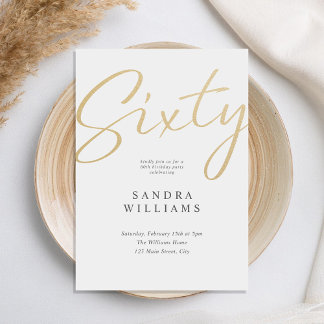 Modern Elegant Gold 60. Geburtstag Einladung