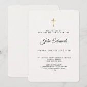 Modern Elegant Gold & Black Calligraphy Baptism  Einladung (Vorne/Hinten)