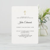 Modern Elegant Gold & Black Calligraphy Baptism  Einladung (Stehend Vorderseite)