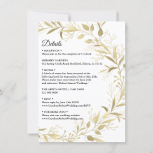Modern Elegant Gold Leaf Hochzeit Details Einladun Einladung