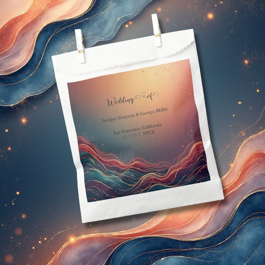 Modern Elegant Gold Marble Navy Terracotta Wedding Geschenktütchen