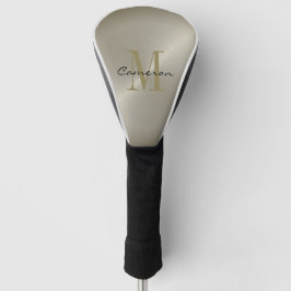 Modern Elegant Gold On Silver  Personalized Gift Golf Headcover