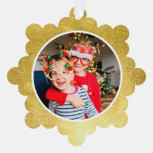 Modern Elegant Gold Photo Christmas Holiday Ornament Karte (Vorderseite)
