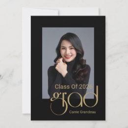 Modern Elegant Gold Script Photo Graduation Party Einladung