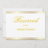 Modern Elegant Gold Script Wedding Reserved Sign (Vorderseite)
