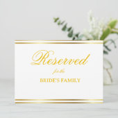 Modern Elegant Gold Script Wedding Reserved Sign (Stehend Vorderseite)