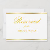 Modern Elegant Gold Script Wedding Reserved Sign (Rückseite)