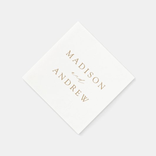 Modern Elegant Gold Script Wedding Serviette (Ecke)