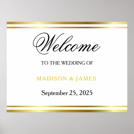 Modern Elegant Gold Script Wedding Welcome Poster (Vorne)