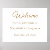 Modern Elegant Gold Script Wedding Welcome Poster (Vorne)
