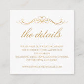 Modern Elegant Gold & White Wedding Details Begleitkarte (Rückseite)