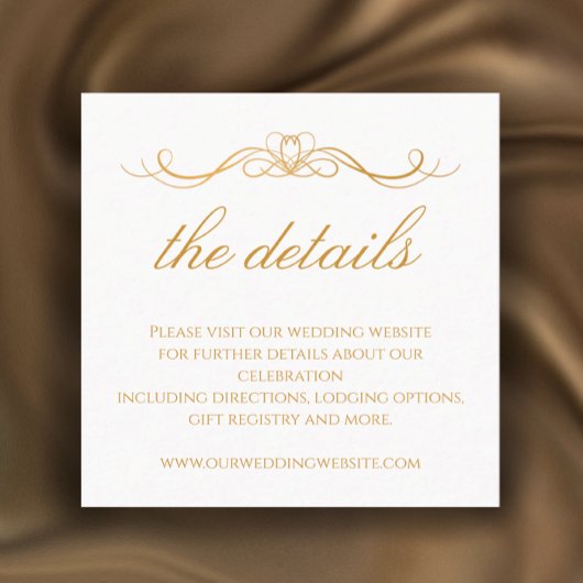 Modern Elegant Gold & White Wedding Details Begleitkarte