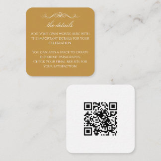 Modern Elegant Gold & White Wedding QR Details Begleitkarte