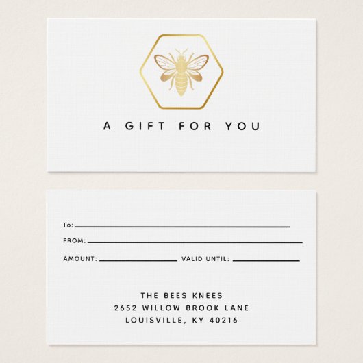 Modern & elegant Golden Honey Beekeeper Geschenkka (Vorne & Hinten)