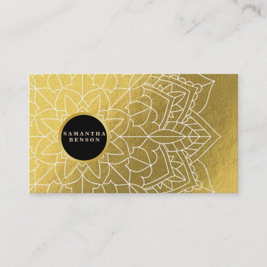Modern Elegant GoldMandala Muster Yoga Instructor Visitenkarte (Vorderseite)