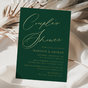 Modern Elegant Green and Gold Couple's Shower Folieneinladung
